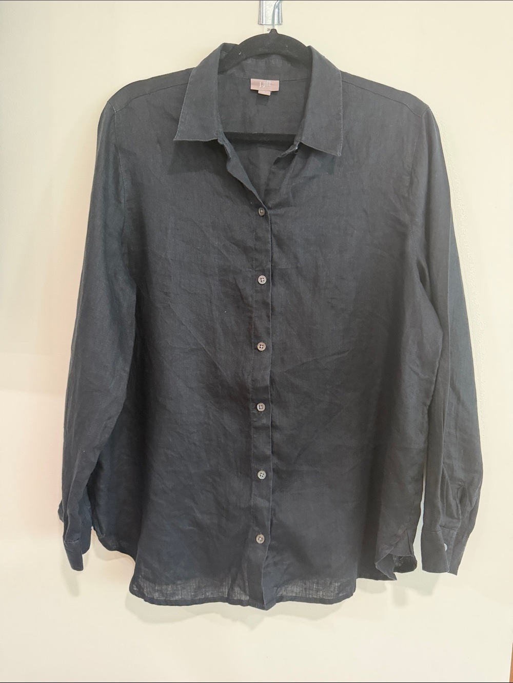 J. Jill Navy Linen Button-Front Shirt